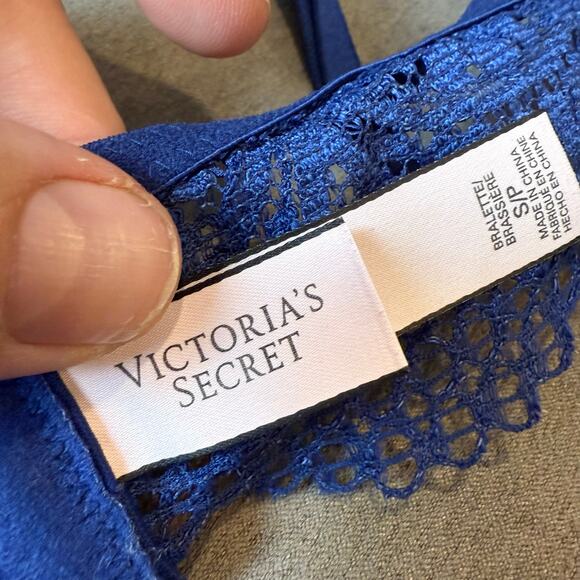 Victoria's Secret Royal Blue Lace Bra Bralette S Small Double Strap - Picture 6 of 8